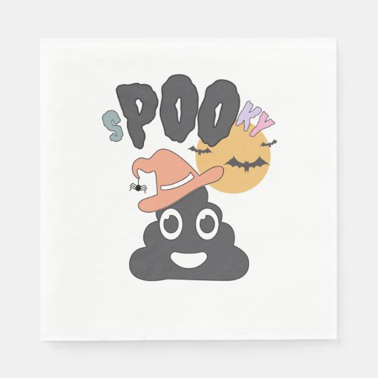 Serviette En Papier Amusant Humour de salle de bain Halloween Poo Éffr (Devant)