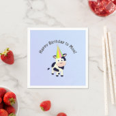 Serviette En Papier Amusant Joyeux Anniversaire à Moo Cute Party Cow (En situation)