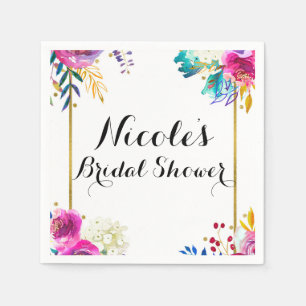 Serviette En Papier Amusant Lumineux Audacieux Floral Aquarelle Élégan