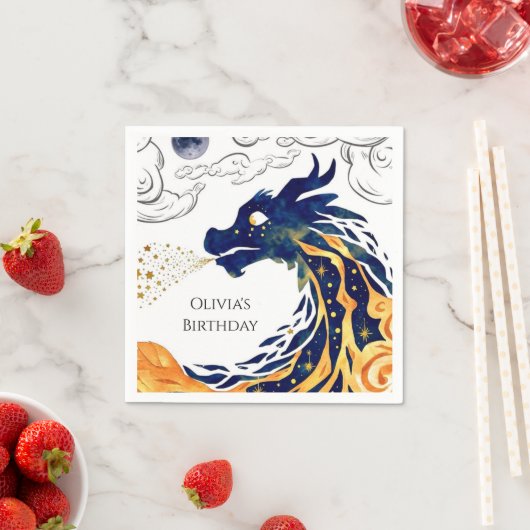Serviette En Papier Amusant Majestic Dragon Anniversaire (En situation)