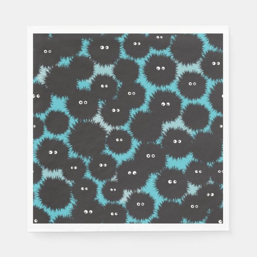 Serviette En Papier Amusant monstres noirs moelleux (Devant)