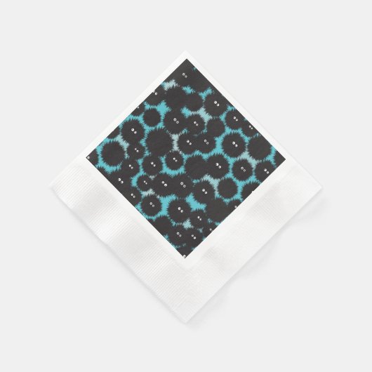 Serviette En Papier Amusant monstres noirs moelleux (Coin)
