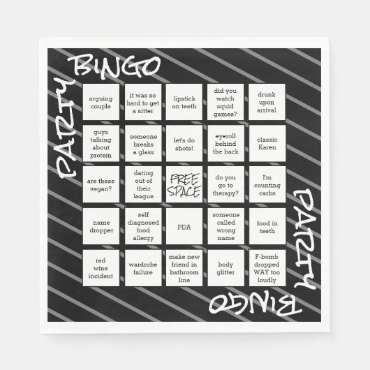 Serviette En Papier Amusant noir blanc rayures parties serviettes (Devant)