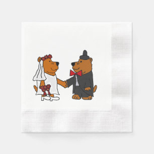 Serviette En Papier Amusant Oear Bride et Groom Mariage Art