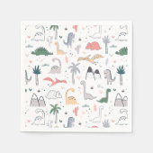 Serviette En Papier Amusant Pastel Dinosaur Motif de scène (Devant)