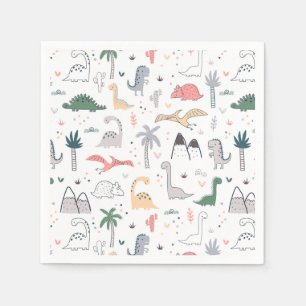 Serviette En Papier Amusant Pastel Dinosaur Motif de scène
