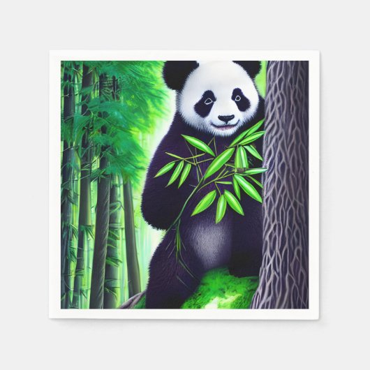 Serviette En Papier Amusant Petit Ours Panda (Devant)