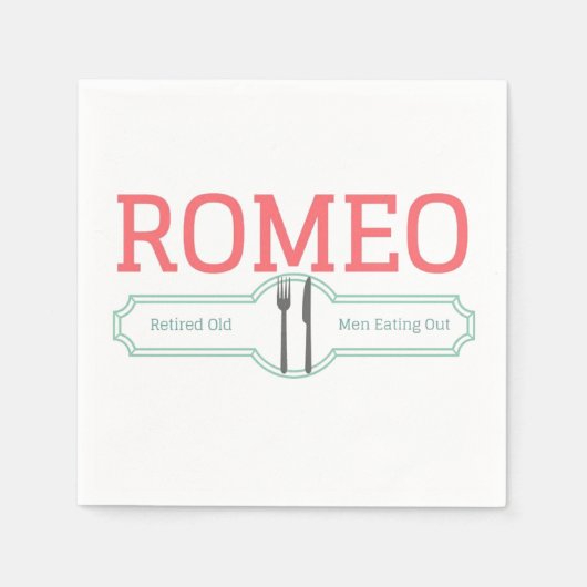 Serviette En Papier Amusant Romeo Retraité Vieux Hommes Manger À L'Ext (Devant)