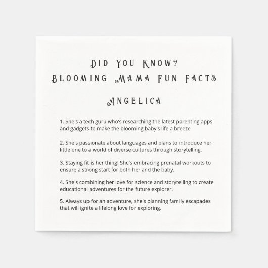 SERVIETTE EN PAPIER AMUSANT SAVIEZ-VOUS QUE MOMMY FAITS BÉBÉ SHOWER (Devant)