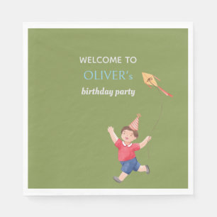 Serviette En Papier Amusant Vert Anniversaire Enfants Garçon Jardin Pi