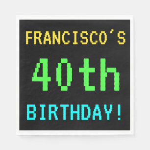 Serviette En Papier Amusant Vintage / Retro jeu vidéo Look 40e annive