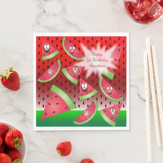 Serviette En Papier Amusant visage Watermelon Design (En situation)