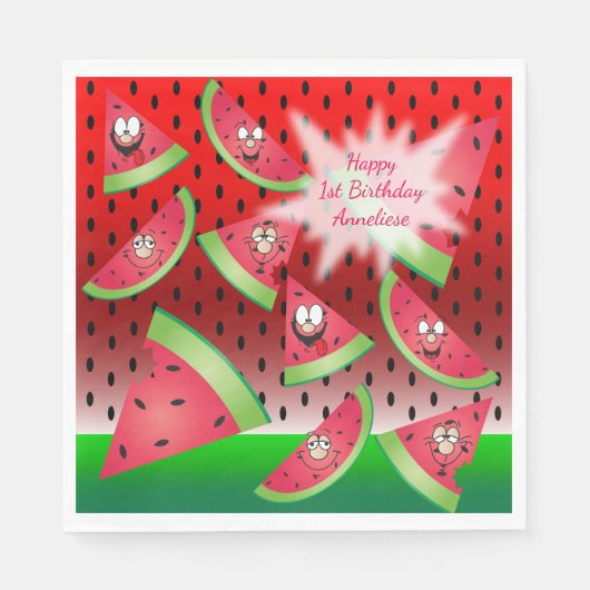 Serviette En Papier Amusant visage Watermelon Design (Devant)