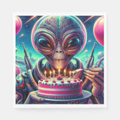 Serviette En Papier Amusante fête d'anniversaire à thème Alien (Devant)