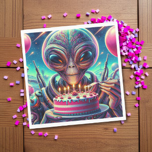 Serviette En Papier Amusante fête d'anniversaire à thème Alien