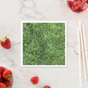 Serviette En Papier Amusante herbe verte vraie texture photo motif pla