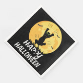 Serviette En Papier Amusante Lune de chat Noir Joyeux Halloween (Coin)