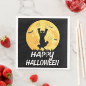 Serviette En Papier Amusante Lune de chat Noir Joyeux Halloween (En situation)