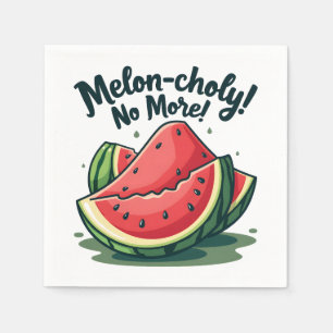 Serviette En Papier Amusante Pun de pastèque "Melon-choly No More"