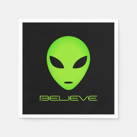 Serviette En Papier Amusante tête verte alien coutume fête d'anniversa (Devant)