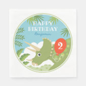 Serviette En Papier Amusants Anniversaire Dinosaur Tricératops Nom per (Devant)