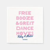 Serviette En Papier Amusants Libre Booze & Great Dance Moteurs Mariage (Devant)