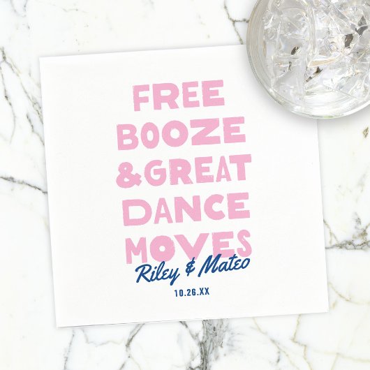 Serviette En Papier Amusants Libre Booze & Great Dance Moteurs Mariage
