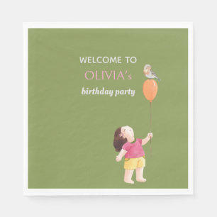 Serviette En Papier Amusants Pink & Green Anniversaire Enfants Pique-n