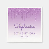 Serviette En Papier Amusants Purple Parties scintillant Drip 50e fête (Devant)