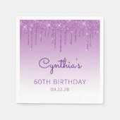 Serviette En Papier Amusants Purple Parties scintillant Drip 60e fête (Devant)
