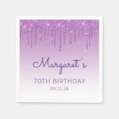 Serviette En Papier Amusants Purple Parties scintillant Drip 70e fête  (Devant)