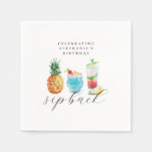 Serviette En Papier Amusants Sip Back Cocktails Anniversaire Fête (Devant)