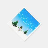 Serviette En Papier Amusement cool Snowman Sparkly Noël Arbres bleus (Coin)