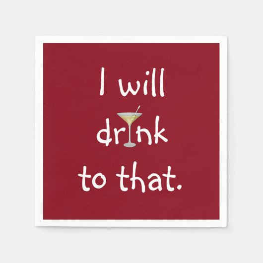 Serviette En Papier Amusement De Fête Avec Martini Rouge (Devant)