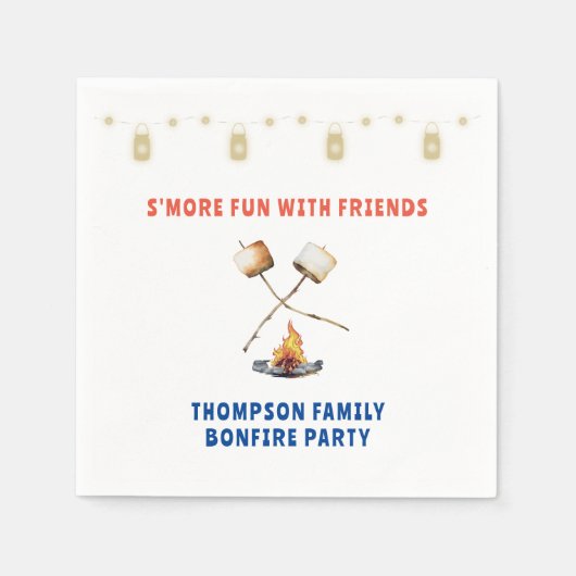 Serviette En Papier Amusement de S'mores Feu de joie Fête dans la cour (Devant)