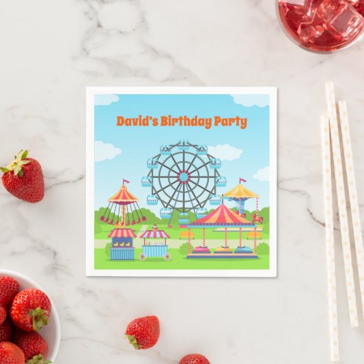Serviette En Papier Amusement Park Funfair Chilthday Party (En situation)