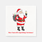 Serviette En Papier Amusez-vous un Champagne de Père Noël de Noël (Devant)