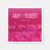 Serviette En Papier Amy Bows Ribbon & Lace Mariage fuschia (Devant)