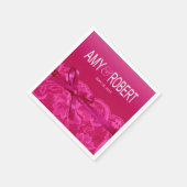 Serviette En Papier Amy Bows Ribbon & Lace Mariage fuschia (Coin)