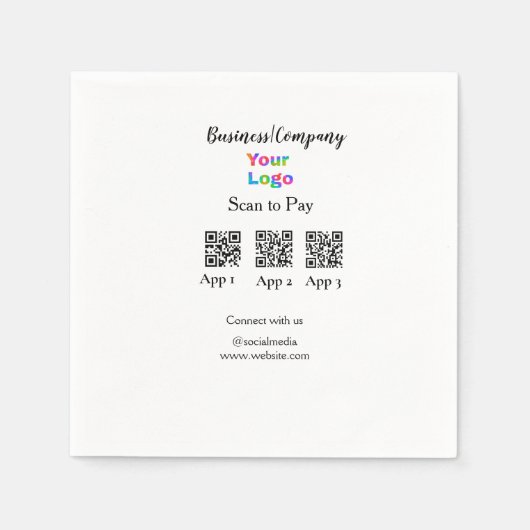 Serviette En Papier Analyser pour payer le logo de l'entreprise Q R co (Devant)