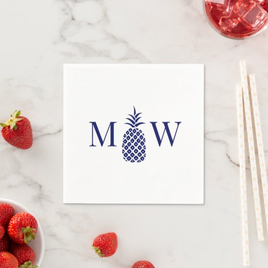 Serviette En Papier Ananas #11 Couple 2 Monogramme initial do-it-yours (En situation)