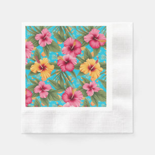 Serviette En Papier Ananas à fleurs tropicales