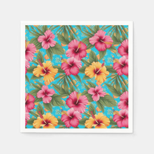 Serviette En Papier Ananas à fleurs tropicales