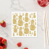 Serviette En Papier ananas à la feuille d'or faux (En situation)