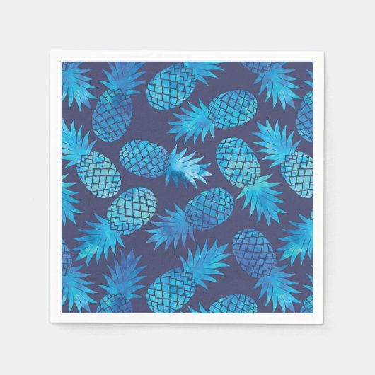 Serviette En Papier Ananas à tarte bleue (Devant)