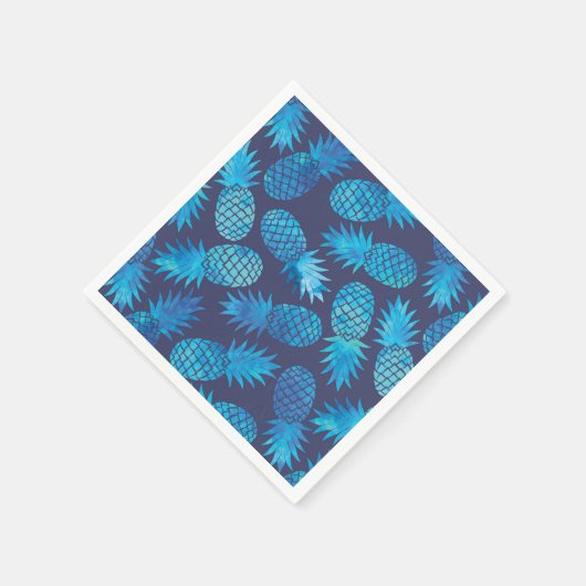 Serviette En Papier Ananas à tarte bleue (Coin)