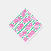 Serviette En Papier Ananas Bambou rayures rose et Motif vert (Coin)