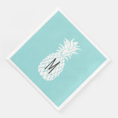 Serviette En Papier ananas blanc monogramme (Coin)