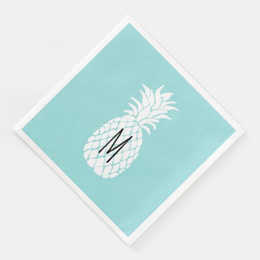 Serviette En Papier ananas blanc monogramme (Coin)