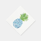 Serviette En Papier Ananas Chinoiserie Bleu Blanc Preppy (Coin)
